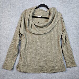 KNOW ROSE Women's Green Cotton Cowl Neck Long Sleeve Sweater Size M NEW